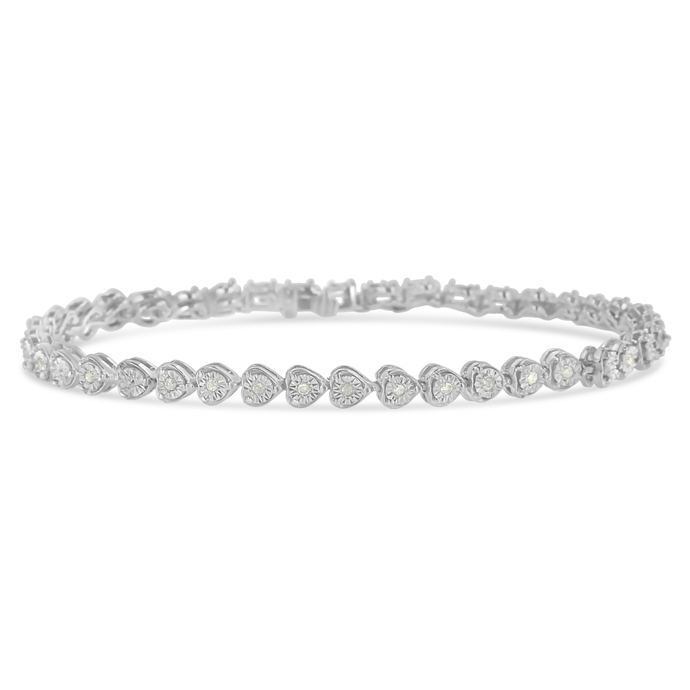 Sterling Silver Diamond Heart Tennis Link Bracelet (1/4 cttw, I-J Color, I3